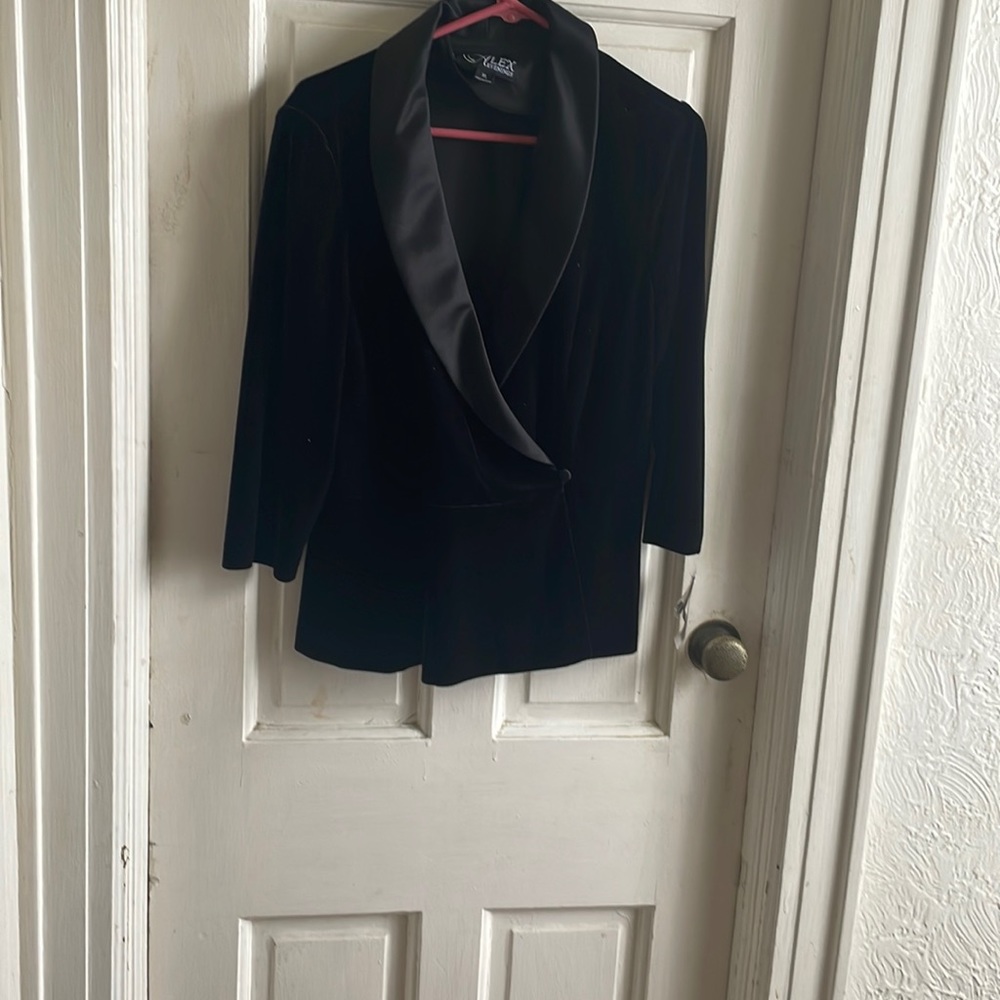 Alex black satin long sleeve top
